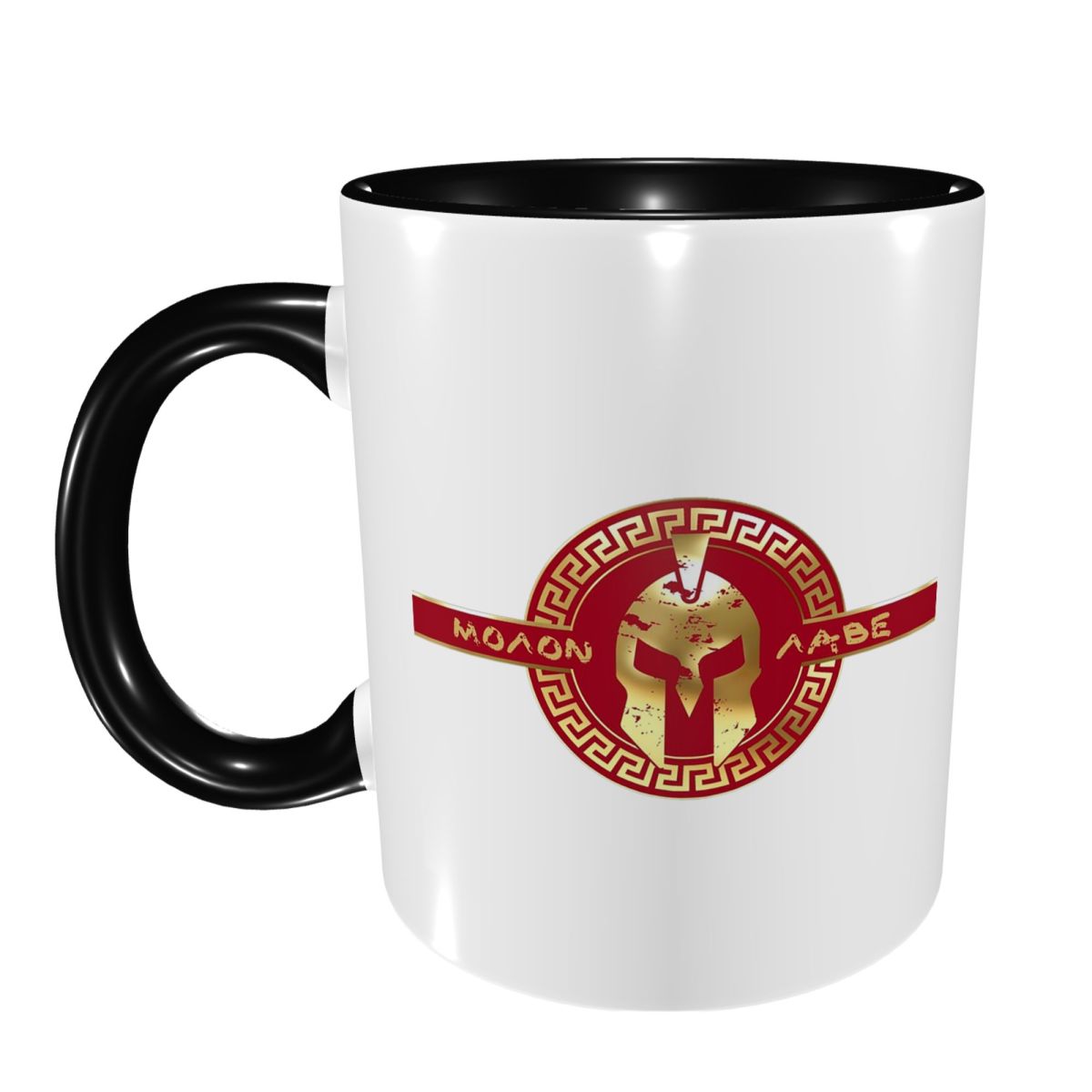Coffee Tea Logo - スパルタンスパルタ戦士ヘルメットロゴマグ面白いセラミックコーヒーカップティーマグミルクカップドリンクウェア友人へのギフト