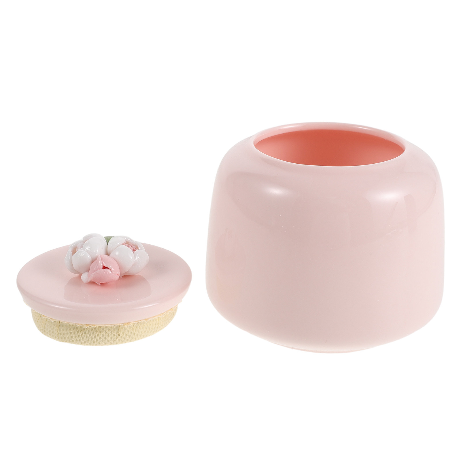 Coffee Tea Bean Leaf - 陶器製茶筒 ピンクの磁器製食品保存容器 密閉キッチンキャニスター 茶葉、コーヒー豆、砂糖用