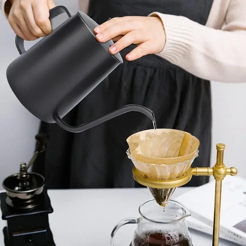Coffee Tea Pots - 350/600 ミリリットルステンレス鋼ドリップケトルスワンネック薄口ポットノンスティックコーティング食品グレードグースネックドリップケトルコーヒーティーポット