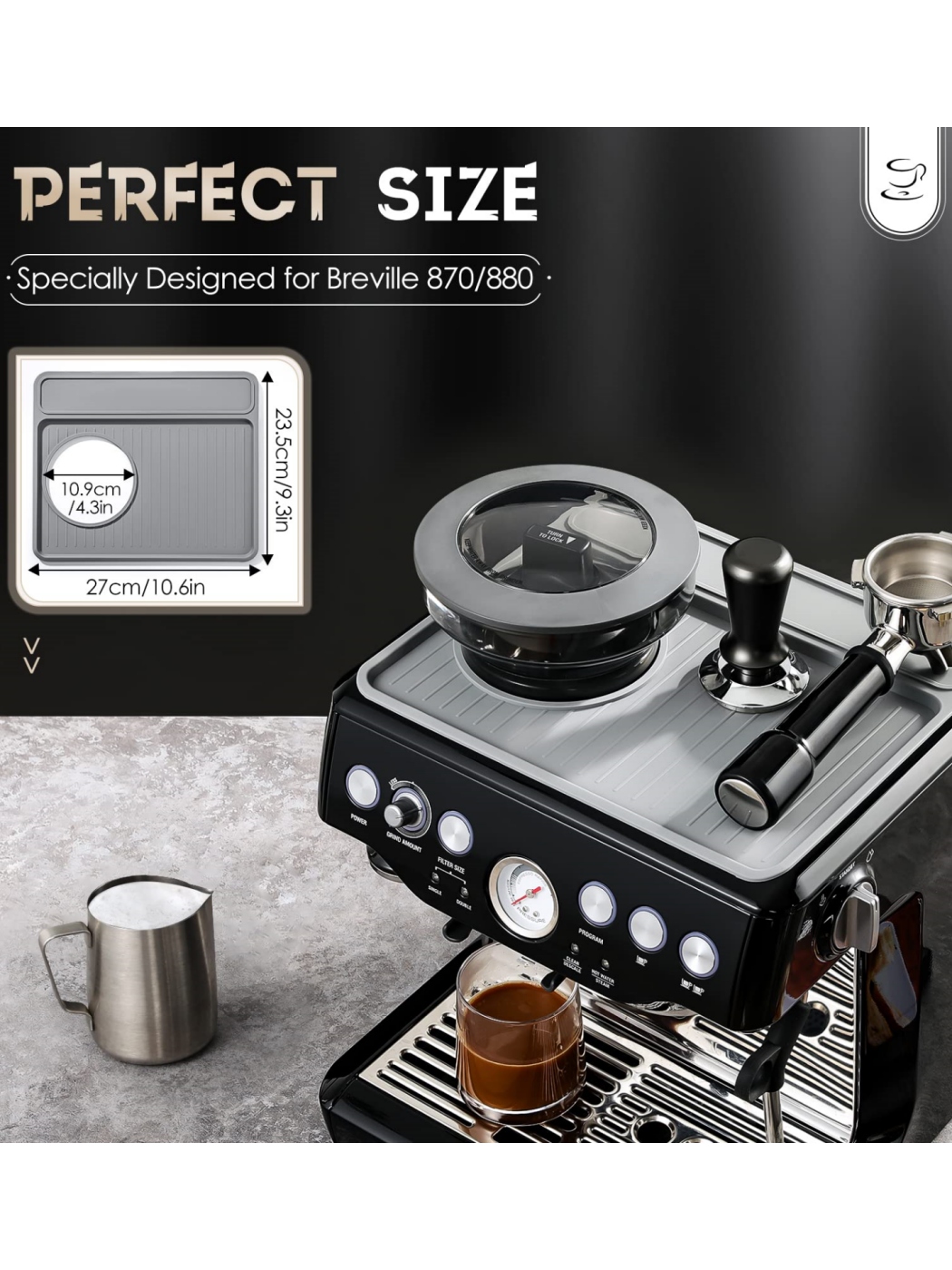 Breville Espresso Bes870 - エスプレッソマシン用滑り止めシリコンマット,コーヒーマット,870, 880, 878, 1個