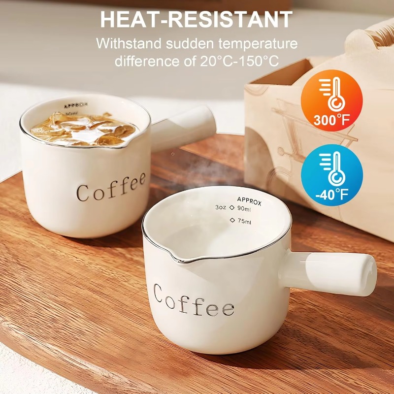 Coffee Tea Milk - ミニセラミックコーヒーカップハンドル付き V 字型注ぎ口ミルクカップラテクリーマーブレンダーエスプレッソ計量カップティーコーヒーアクセサリー