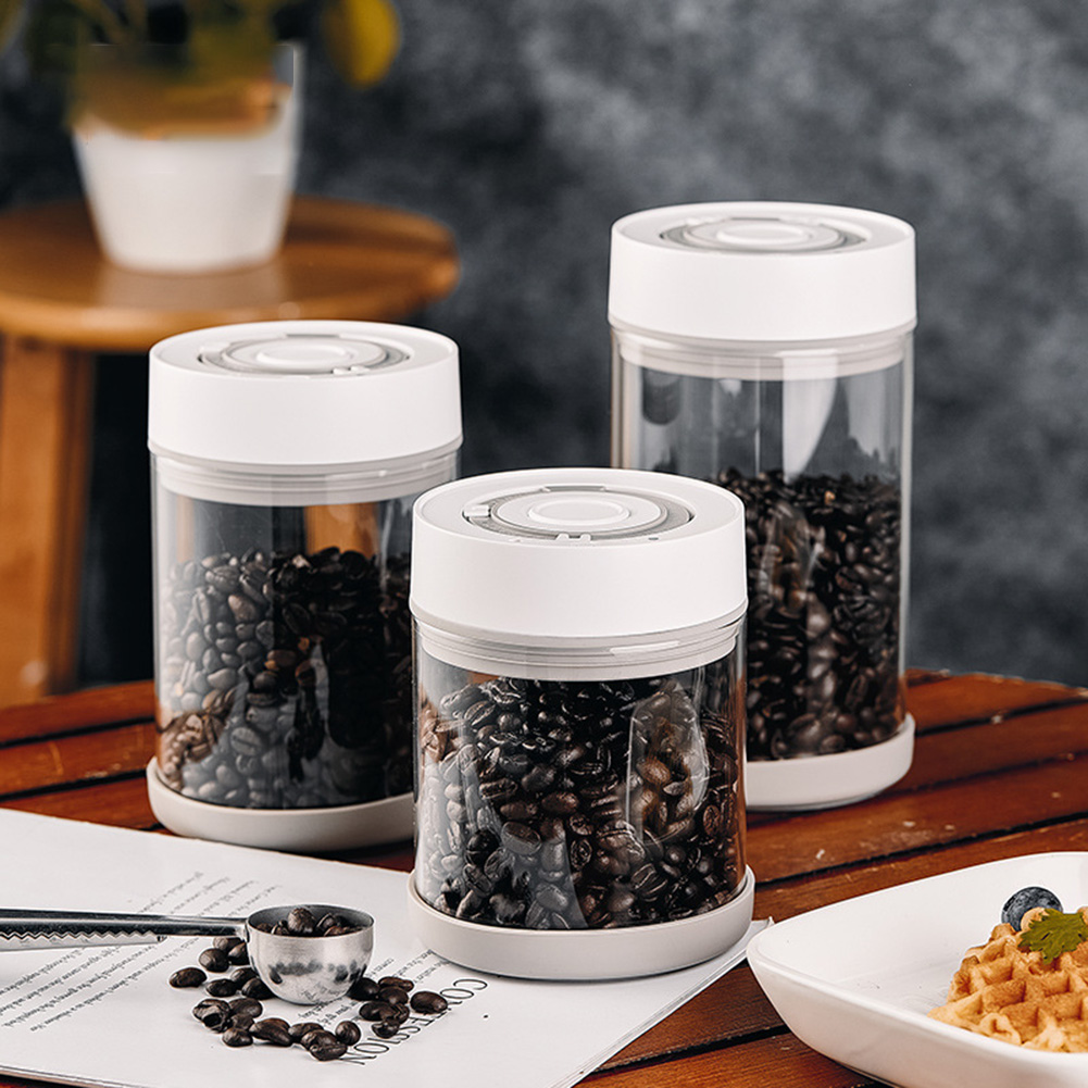 Coffee Tea Bean - キッチン防湿ガラスコーヒー豆ジャー自動インテリジェント真空保存密封ジャー食品フルーツシリアルティーコンテナ