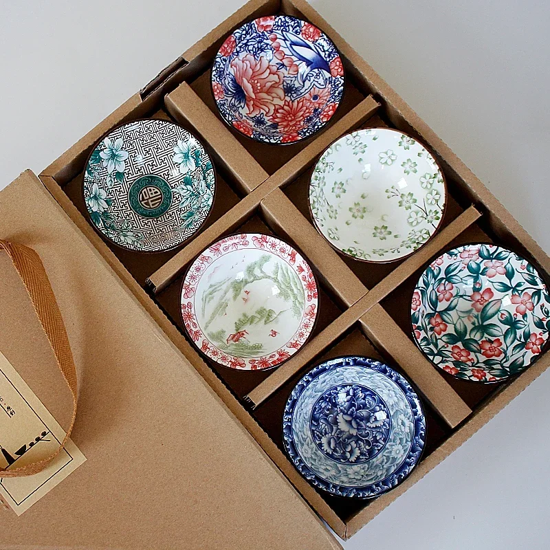 Coffee Tea In Chinese - 6 個中国家庭用茶器青と白の磁器ティーセット手描きカッププーアル黒鉄観音セラミックカップ