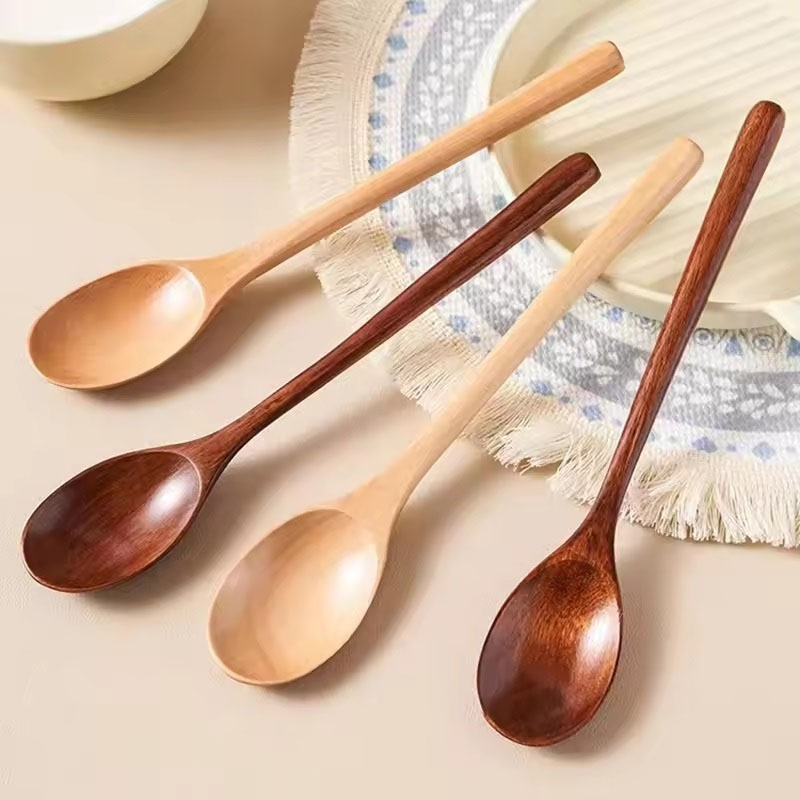 Tea Coffee Utensils - 6 個木製スプーン食器キッチン調理器具ツールスープティースプーンケータリング調理ツールコーヒースープティースプーンハニースプーン