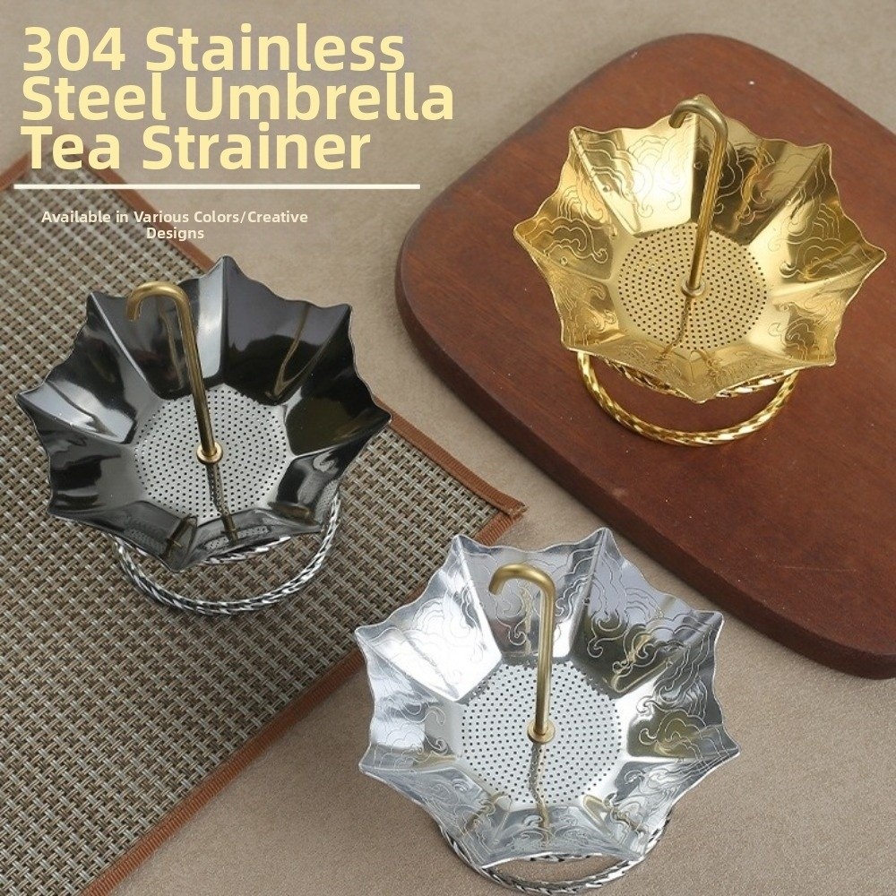 Coffee Tea In Chinese - ステンレス製傘型茶こし 伝統的な中国風茶こし 細かいメッシュの茶こし コーヒーかす用