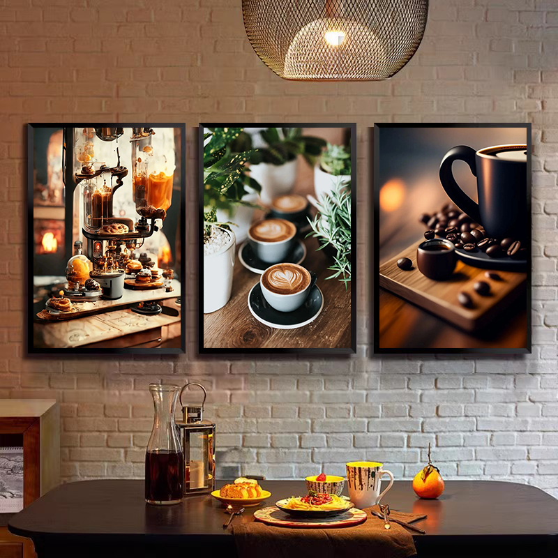 Coffee Tea Milk - ヴィンテージコーヒー豆ハンドコーヒーエスプレッソラテカップアートポスターキャンバス絵画ウォールプリントHD画像リビングルームホームカフェ装飾