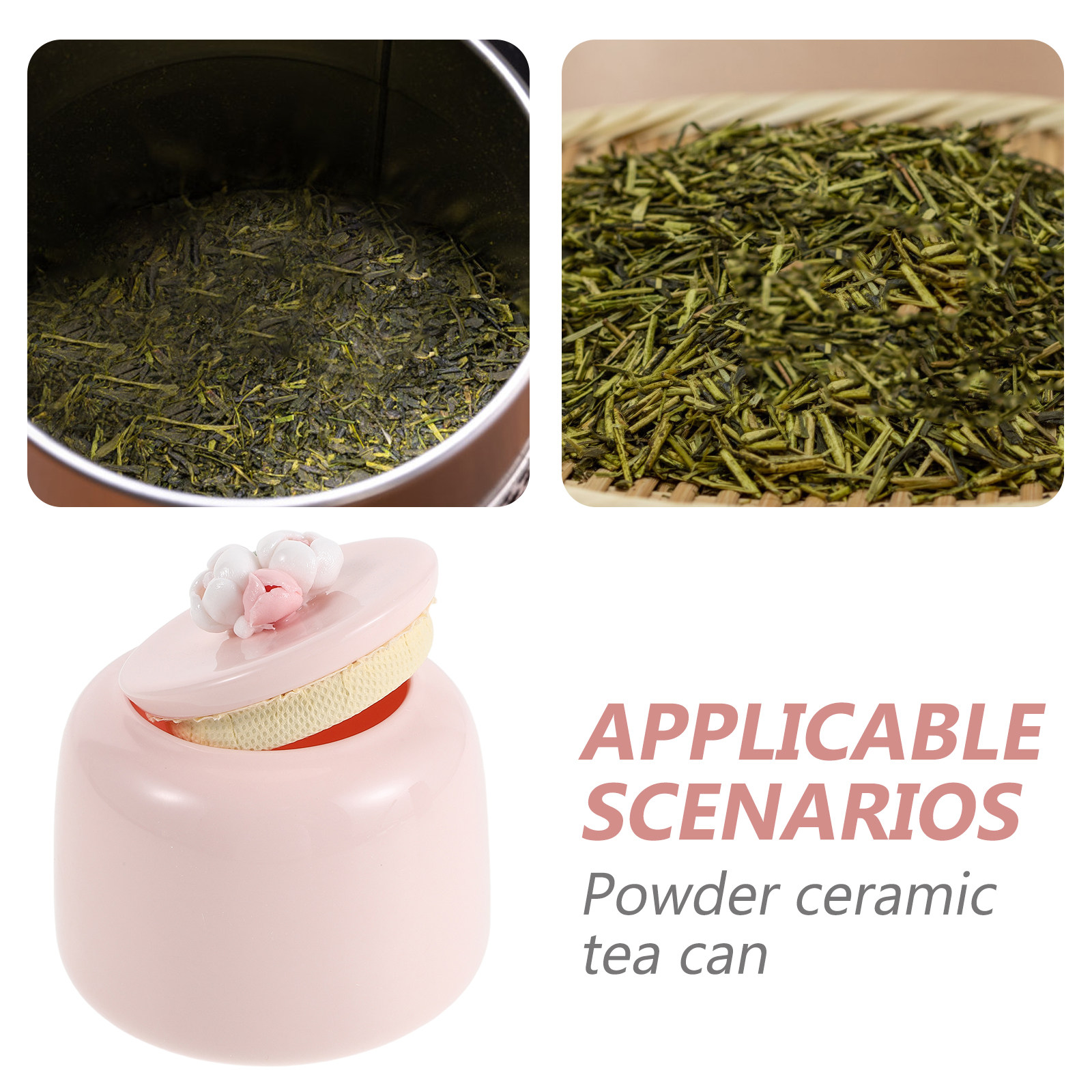 陶器製茶筒 ピンクの磁器製食品保存容器 密閉キッチンキャニス - Coffee Tea Bean Leaf のレビューと価格