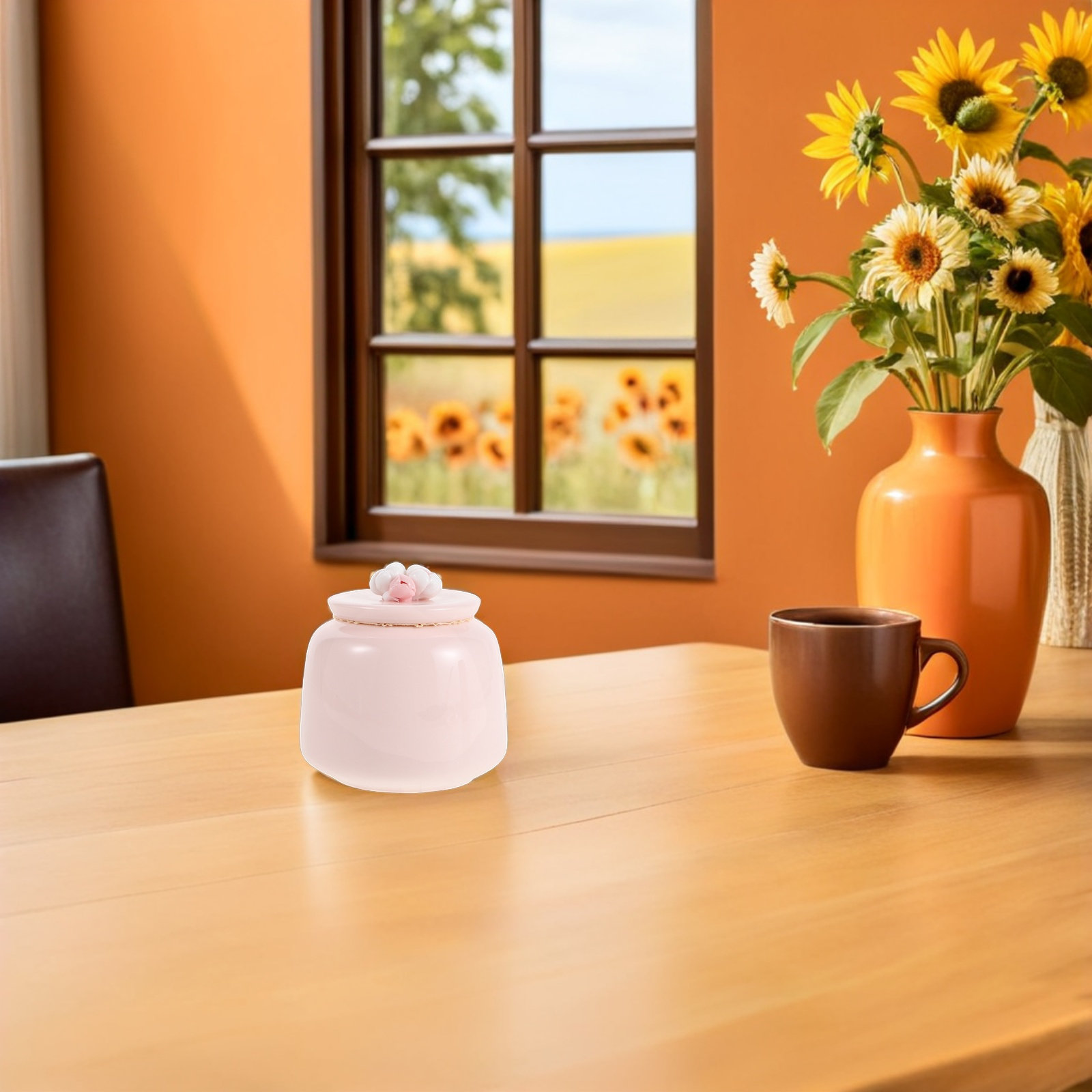 陶器製茶筒 ピンクの磁器製食品保存容器 密閉キッチンキャニス - Coffee Tea Bean Leaf のレビューと価格