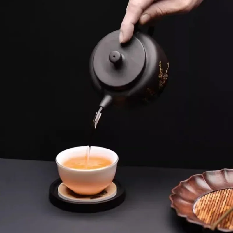 丸い木製カップマット耐熱コースター中国風クリエイティブカンフ - Coffee Tea In Chinese のレビューと価格