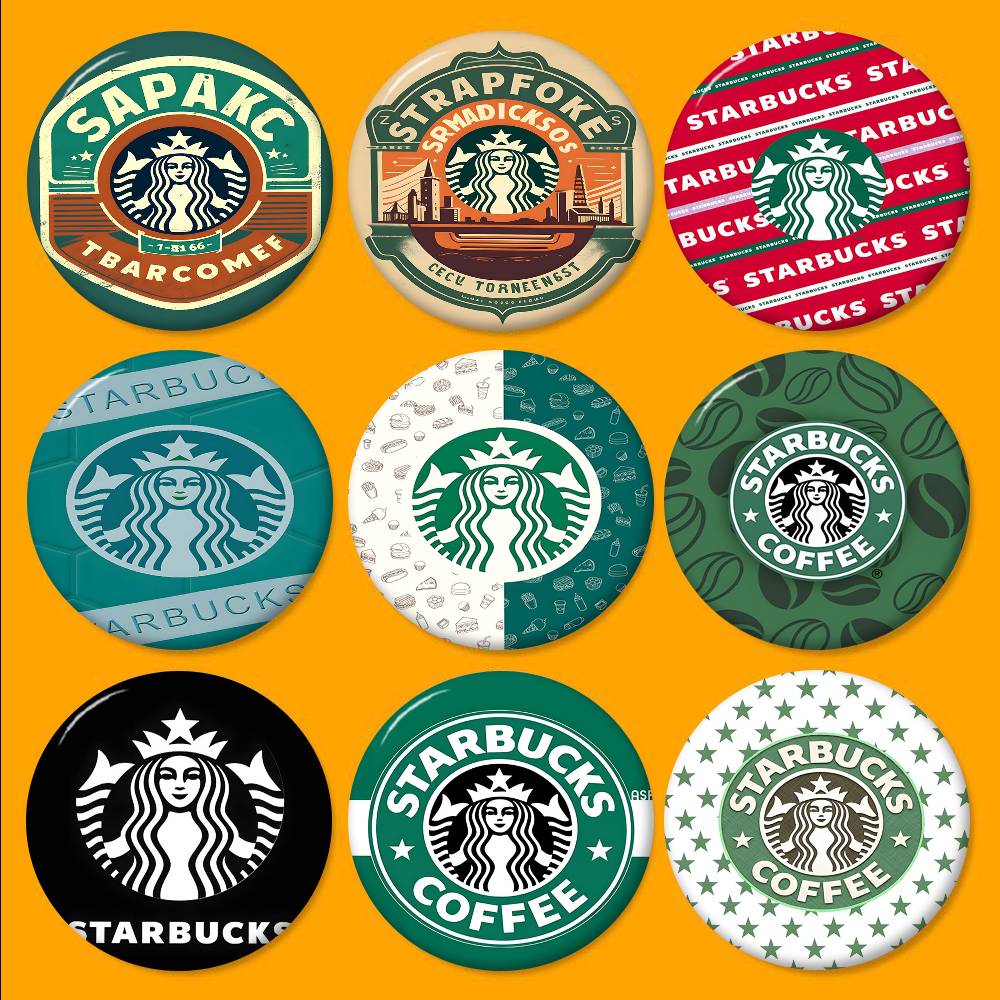 クールなS-Starbucksロゴ入りブリキピンバッジ、カス - Coffee Tea Logo のレビューと価格