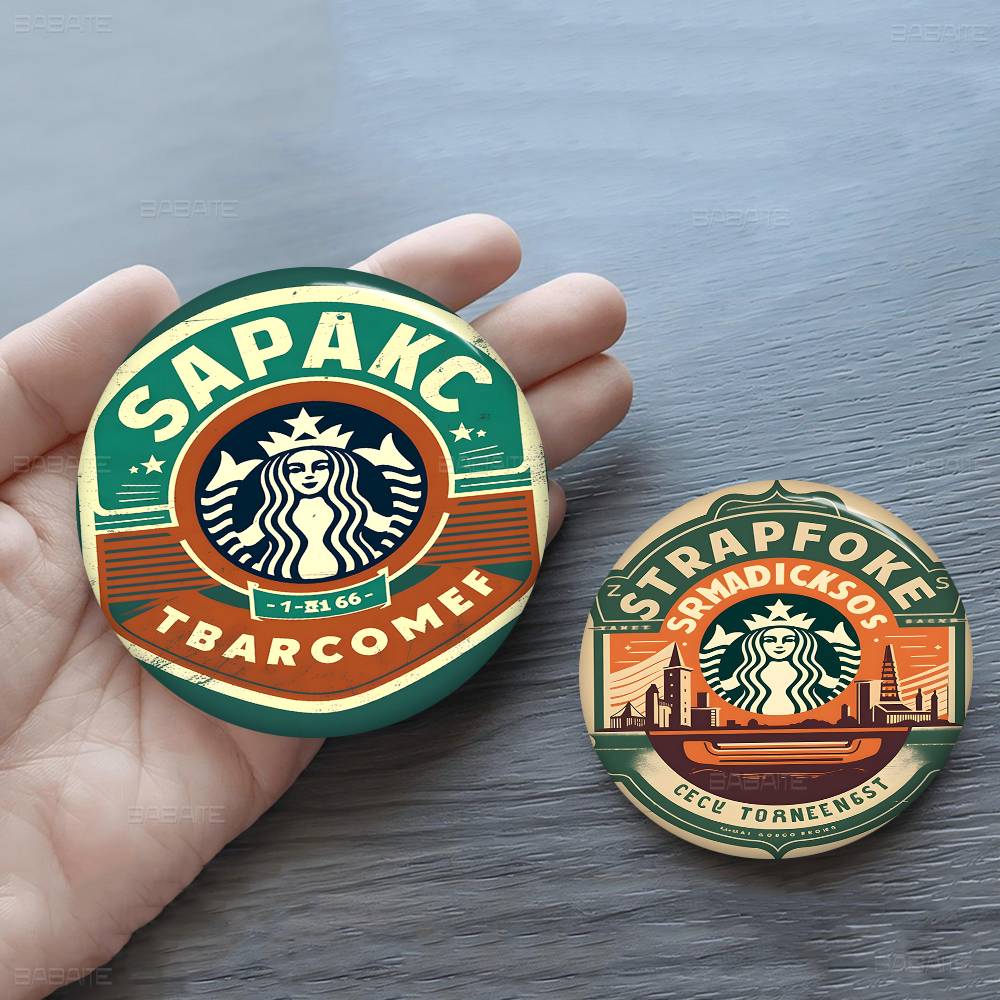 クールなS-Starbucksロゴ入りブリキピンバッジ、カス - Coffee Tea Logo のレビューと価格
