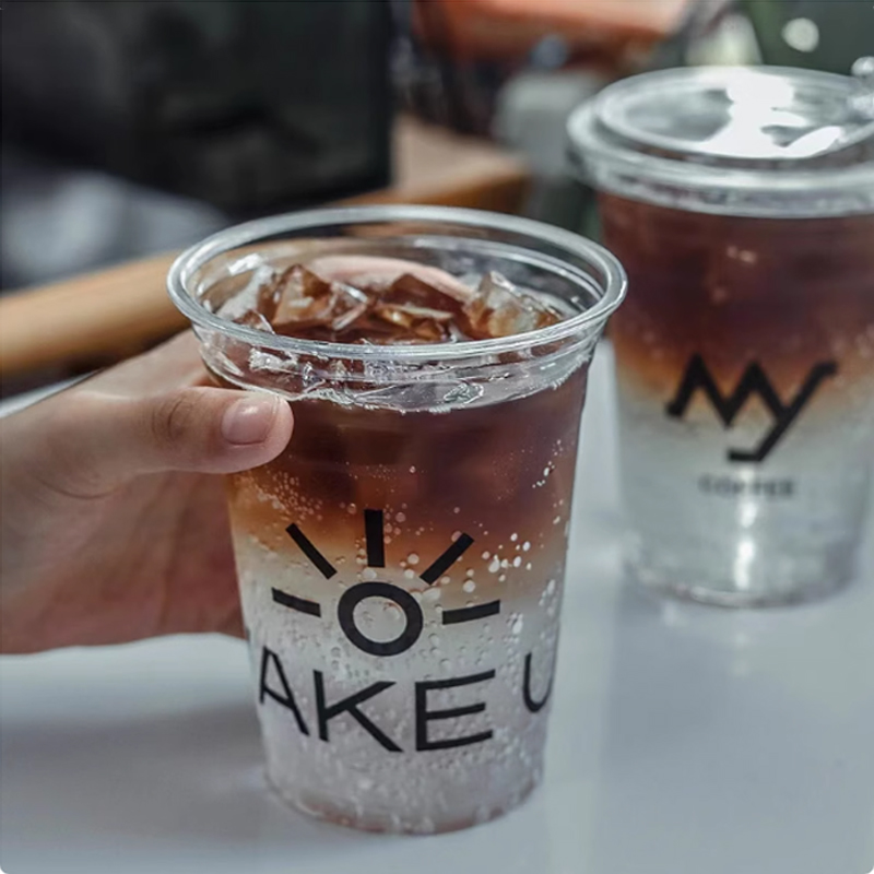 カスタマイズされたロゴのY字型プラスチックカップ、バブルティ - Coffee Tea Logo のレビューと価格