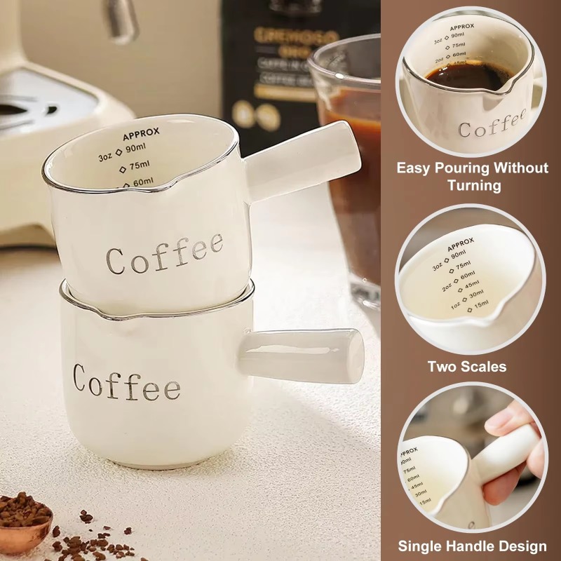 ハンドル付きミニセラミックコーヒーカップ,V字型注ぎ口,ミル - Coffee Tea Milk のレビューと価格