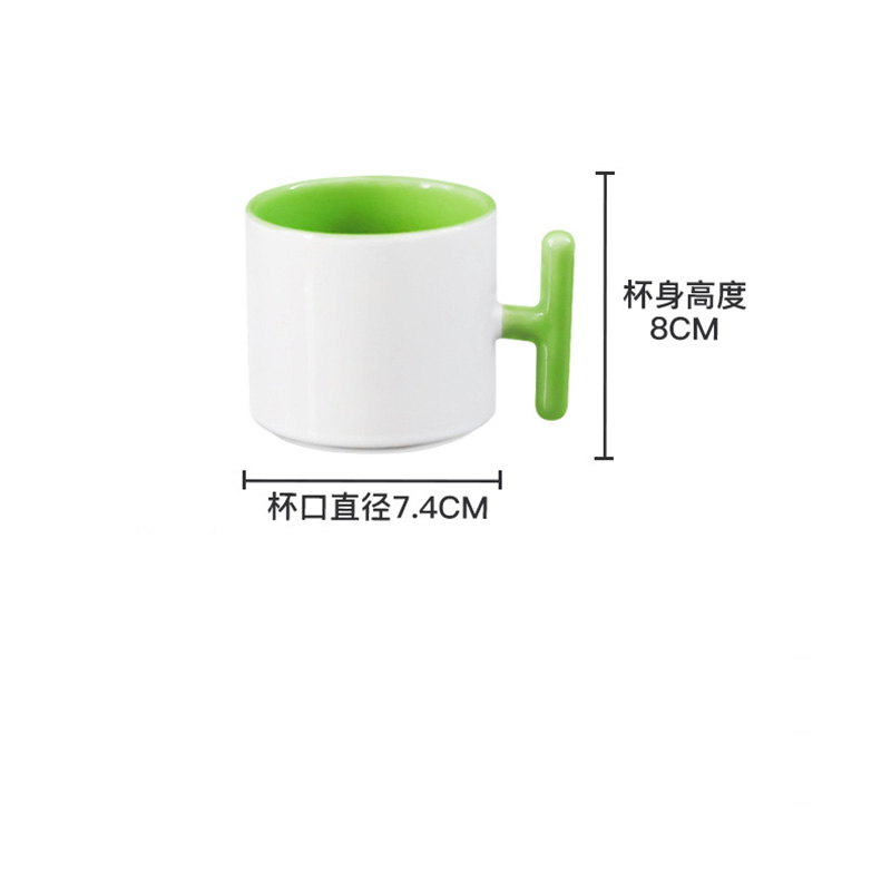 2個セット クリエイティブT字型ハンドル セラミックマグカッ - Coffee Tea Logo のレビューと価格