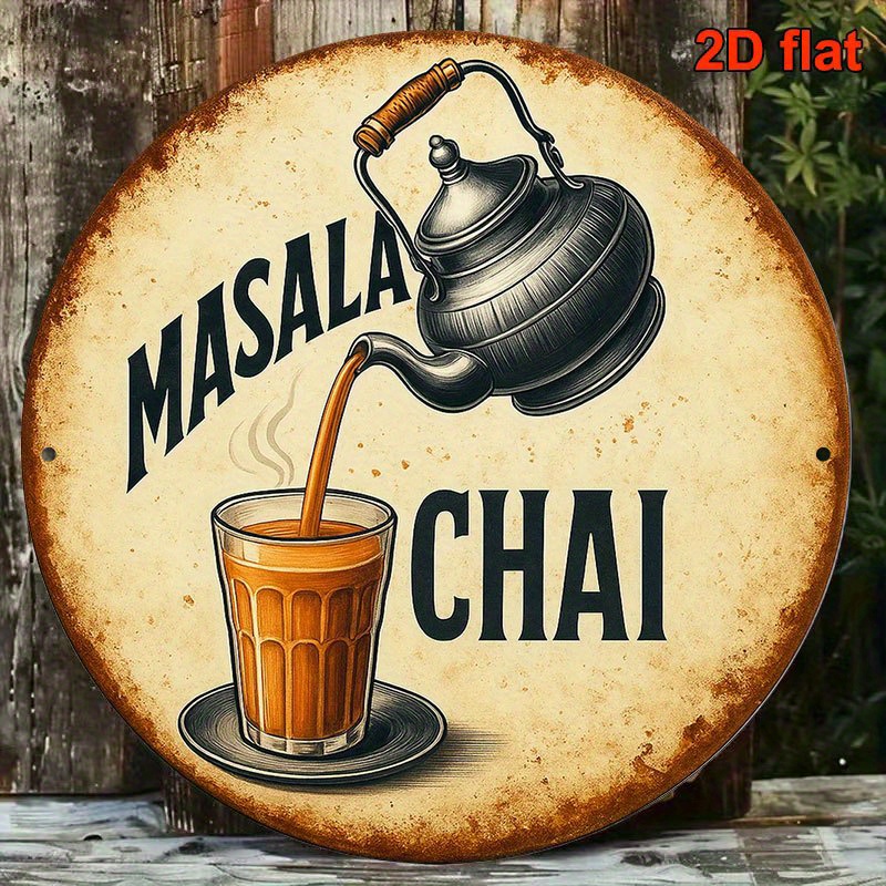 マサラチャイメタルサイン ヴィンテージ2Dフラット1個入り、 - Coffee Tea Recipe のレビューと価格