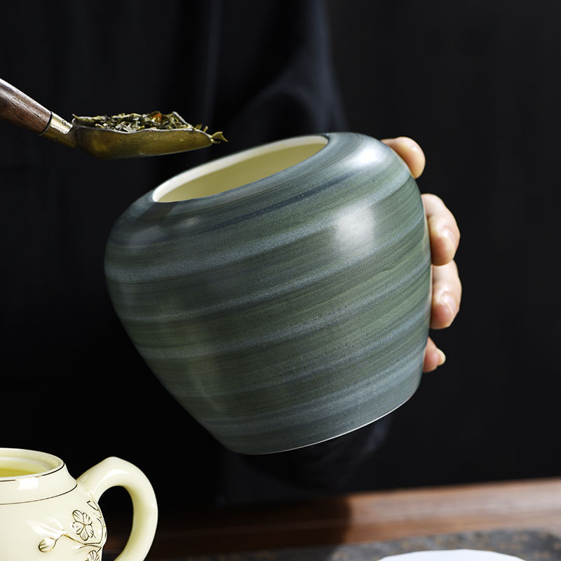 レトロなセラミック茶葉瓶、創造的な密封キャンディジャー、コー - Coffee Tea Bean Leaf のレビューと価格