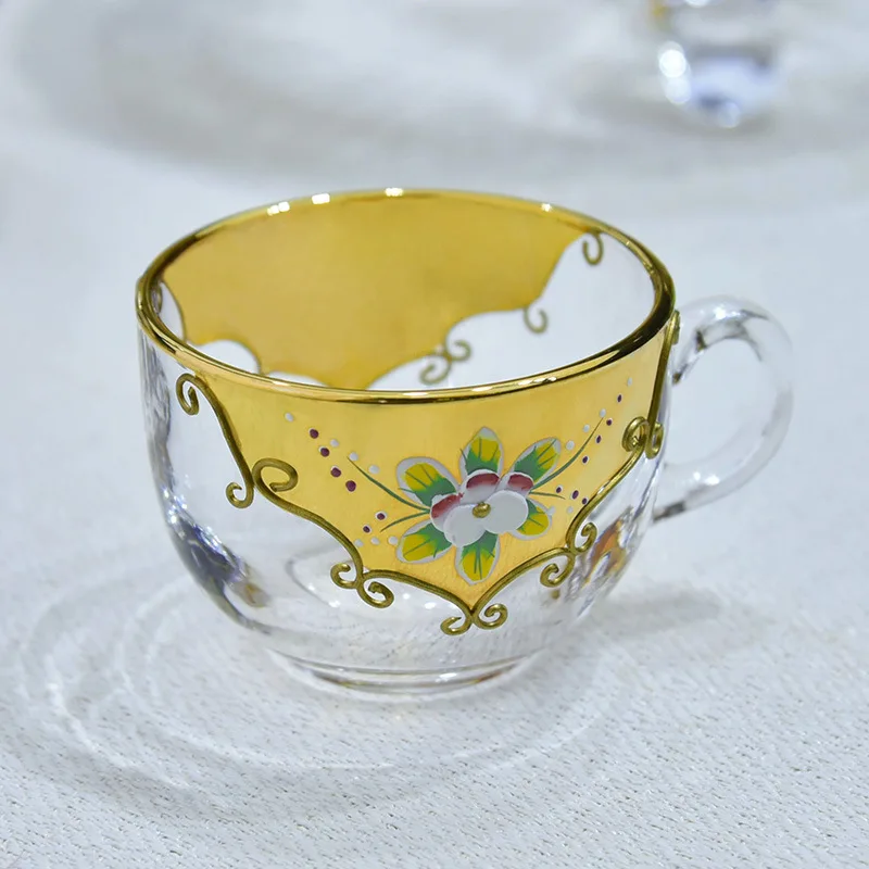 1pc 北欧スタイルライト高級エナメルフラワーコーヒーカップ - Tea Coffee Utensils のレビューと価格