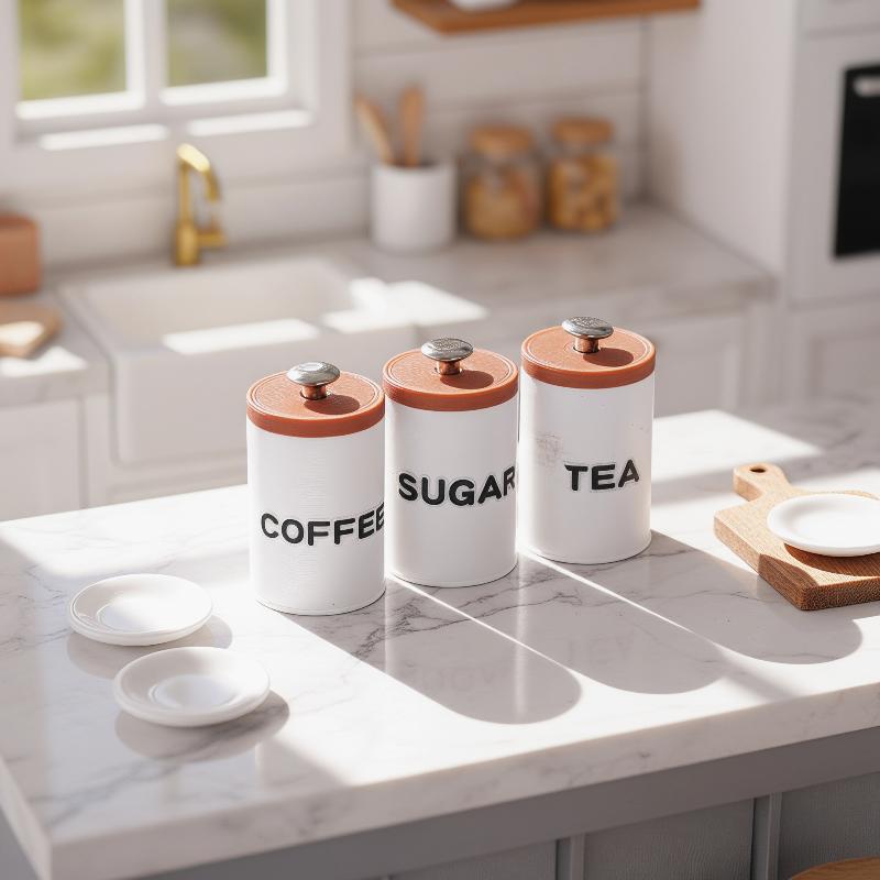 3 個 1/12 ドールハウス茶コーヒー砂糖収納スパイスジャ - Tea Coffee Utensils のレビューと価格