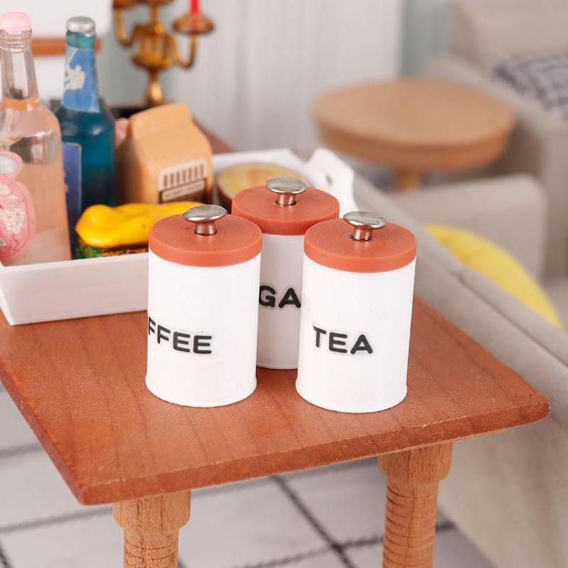 3 個 1/12 ドールハウス茶コーヒー砂糖収納スパイスジャ - Tea Coffee Utensils のレビューと価格